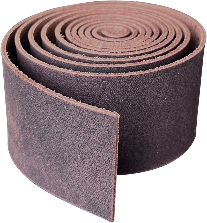 Fan&Ran Genuine Leather Strip 2 Inch Wide 64 Inches Long for DIY Craft Projects, 1.8-2mm Thick, Coffee Brown - Image 1